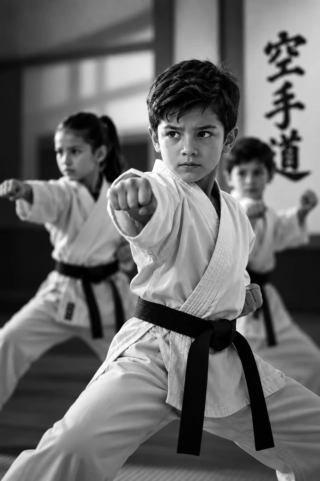 Niños practicando kata en Kumo Karate Do